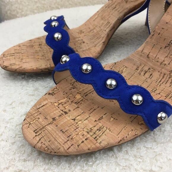 9,5 M new Gorgeous Blue Suede Vaneli Mavis Sandals Blue suede cork heels sandals - Picture 3 of 12